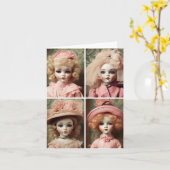 Vier roze griezelige  poppen kaart (Gele Bloem)