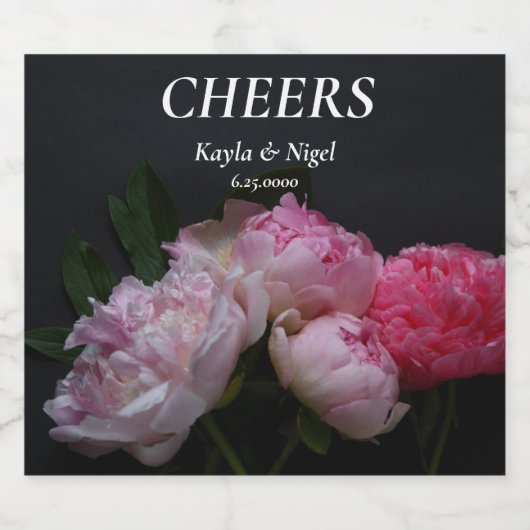 Vier roze pinda's bruiloft likeurfles etiket (Enkel label)