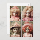 Vier roze  poppen briefkaart (Voorkant / Achterkant)