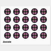 Vier roze rozen ronde sticker (Vel)