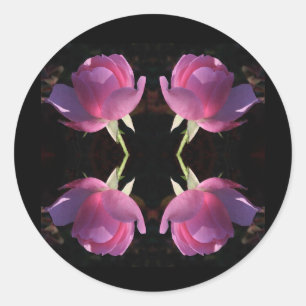 Vier roze rozen ronde sticker
