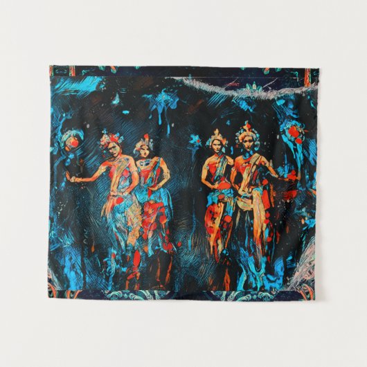 Vier ruimtevaartdansers Kunst Wandkleed (Voorkant (horizontaal))