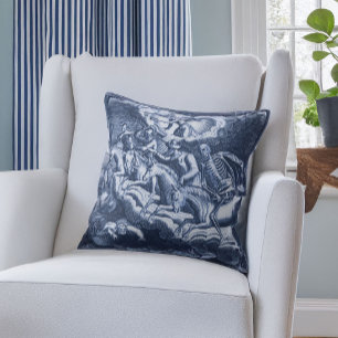Vier ruiters van de Apocalyps Blue Toile Kussen