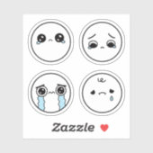 Vier Sad Faces Emoji Sticker Set (Vel)