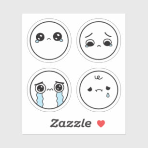 Vier Sad Faces Emoji Sticker Set