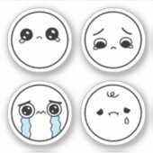 Vier Sad Faces Emoji Sticker Set (Voorkant)
