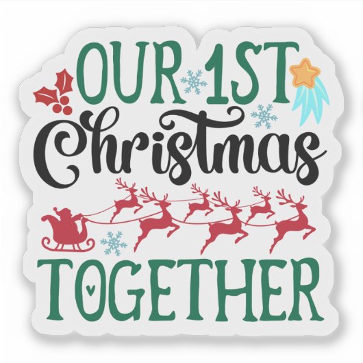 Vier samen met vreugde onze eerste kerst sticker (Voorkant)