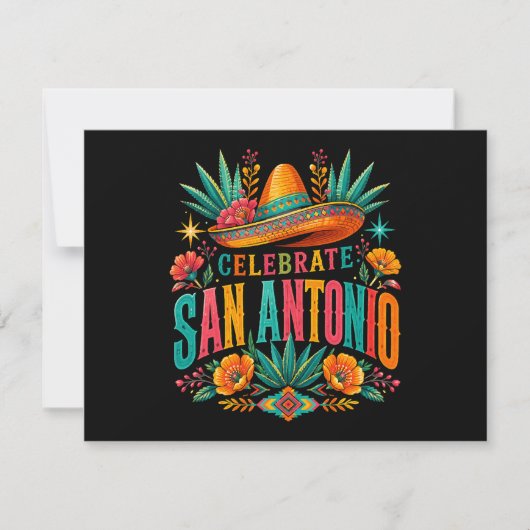 Vier San Antonio 2026 Fiesta Cultuur Kaart (Voorkant)