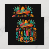 Vier San Antonio 2026 Fiesta Cultuur Kaart (Voorkant / Achterkant)