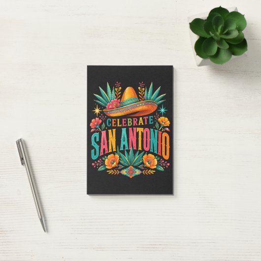 Vier San Antonio 2026 Fiesta Cultuur Post-it® Notes (Kantoor)