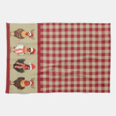 Vier Santa Kippen - Rood en Tan Lumberjack Plaid Theedoek (Horizontaal)