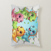 Vier schattige animatie dinosaurussen – geïllustre accent kussen (Voorkant(Verticaal))