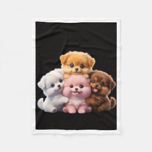 Vier Schattige Donzige Puppies Vliesdeken Fleece Deken