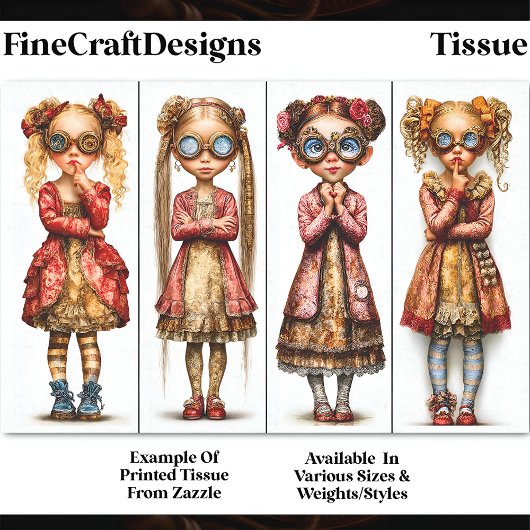 Vier Schattige Excentrieke Steampunk Meisjes DV3R Tissuepapier
