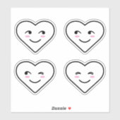 Vier schattige gelukkige lachende gezichten witte sticker (Vel)
