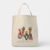 Vier Schattige Kleurrijke Whimsical Vogels Tote Bag (Achterkant)