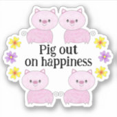 Vier schattige roze varkens - Varken uit op geluk  Sticker (Voorkant)