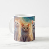 Vier schattige witte katten koffiemok (Voorkant links)