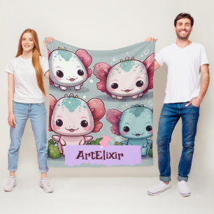 Vier Schattigee Axolotl Print Fleece Deken