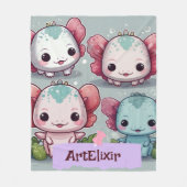 Vier Schattigee Axolotl Print Fleece Deken (Voorkant)