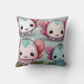 Vier Schattigee Axolotl Print Kussen (Achterkant)