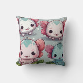 Vier Schattigee Axolotl Print Kussen (Voorkant)