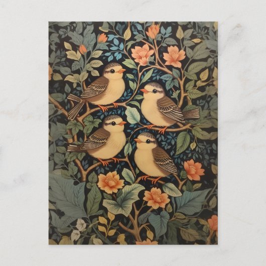 Vier Schattigee Baby Birds Natuur geïnspireerd Briefkaart (Voorkant)