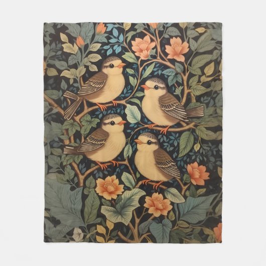 Vier Schattigee Baby Birds Natuur geïnspireerd Fleece Deken (Voorkant)