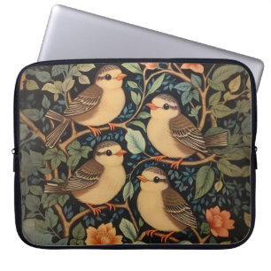 Vier Schattigee Baby Birds Natuur geïnspireerd Laptop Sleeve