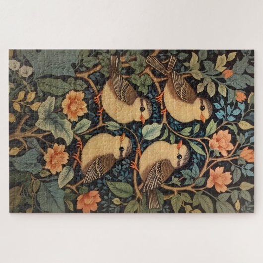 Vier Schattigee Baby Birds Natuur geïnspireerd Legpuzzel (Horizontaal)