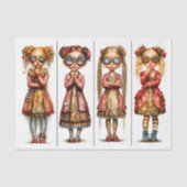 Vier Schattigee eigenzinnige Steampunk Meisjes DV3 Tissuepapier (Voorkant)