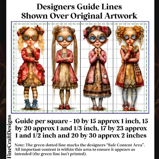 Vier Schattigee eigenzinnige Steampunk Meisjes DV3 Tissuepapier