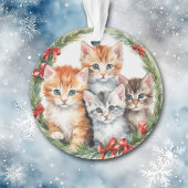 Vier Schattigee Kittens Kerstkrans Kinder Ornament