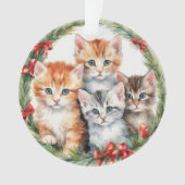 Vier Schattigee Kittens Kerstkrans Kinder Ornament (voorkant)