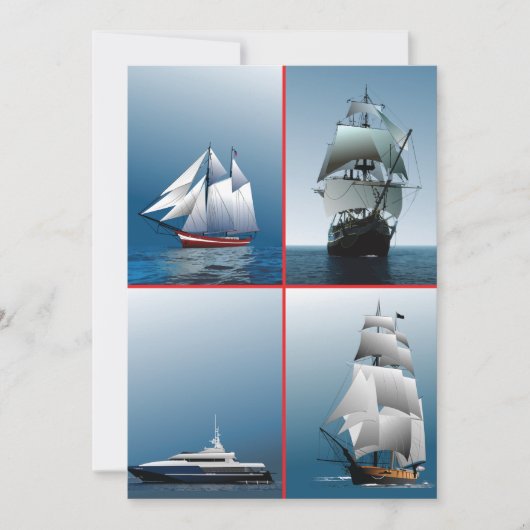 Vier scheepsuitnodigingen kaart (Voorkant)