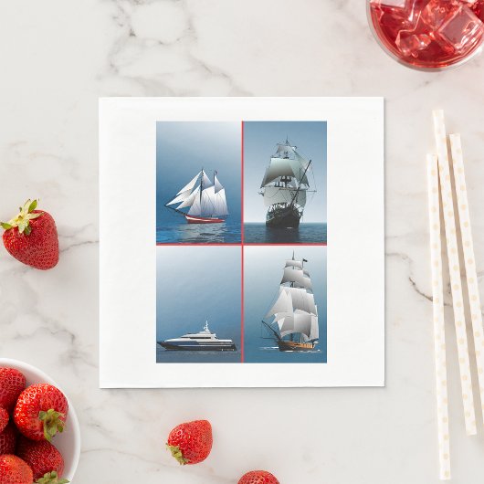 Vier schepen papieren servetten