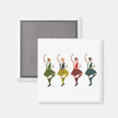 Vier Schotse Hoogland Dansers Magneet (Voorkant / Achterkant)