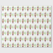 Vier Scoops Ice Cream 4 Verjaardag Verpakkingspapi Cadeaupapier (Vlak)