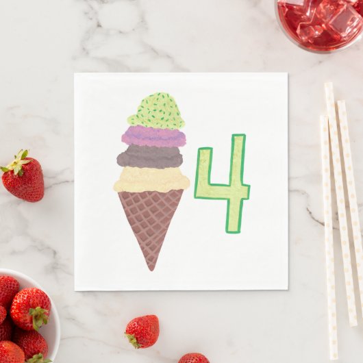 Vier Scoops van Ice Cream Verjaardagsservetten Lee Servetten (Insitu)