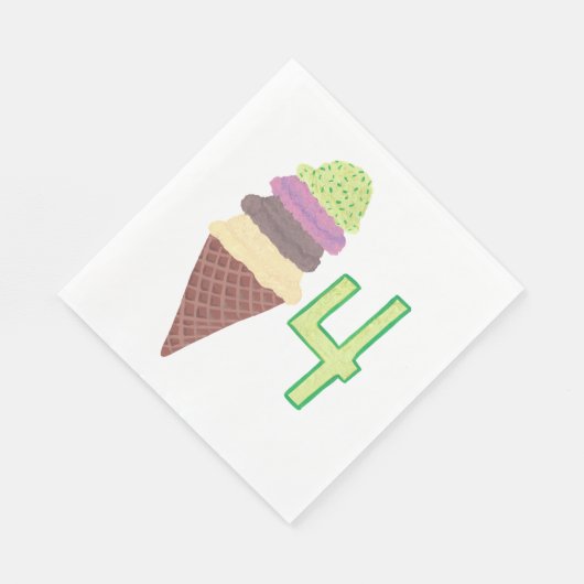 Vier Scoops van Ice Cream Verjaardagsservetten Lee Servetten (Hoek)