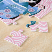 Vier Seasons Maneki Neko Kawaii Cat Kimono Kokeshi Legpuzzel (Zijkant)