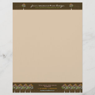 Vier Seasons Trees Natuur Woodland Letterhead Persoonlijk Briefhoofd