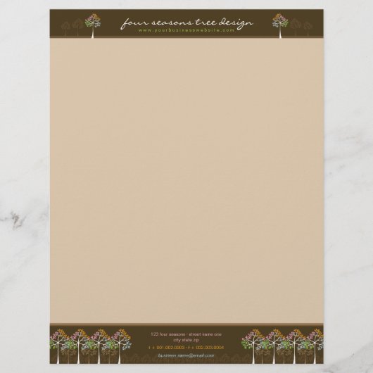 Vier Seasons Trees Natuur Woodland Letterhead Persoonlijk Briefhoofd (Voorkant)