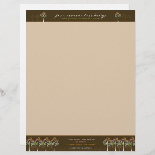 Vier Seasons Trees Natuur Woodland Letterhead Persoonlijk Briefhoofd (Voorkant / Achterkant)