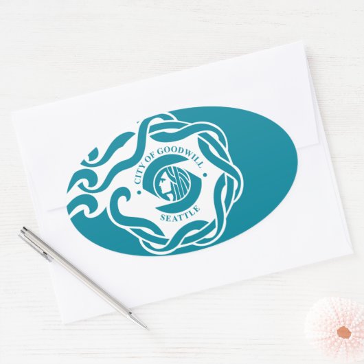 VIER Seattle Flag Ovale Sticker (Envelop)