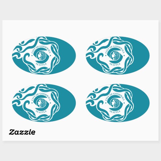 VIER Seattle Flag Ovale Sticker (Vel)