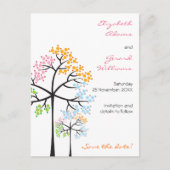 Vier seizoenbomen bos die de datum redden aankondigingskaart (Voorkant)