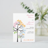 Vier seizoenbomen bos die de datum redden aankondigingskaart (Staand voorkant)