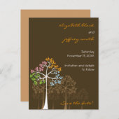 Vier seizoenbomen bos die de datum redden aankondigingskaart (Voorkant / Achterkant)