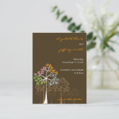 Vier seizoenbomen bos die de datum redden aankondigingskaart (Staand voorkant)